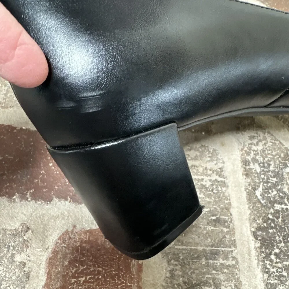 Foot Ha! Womens‎ Chunky Heels Shoes Sz 9.5 Black Slip On Shoe With Embellishing